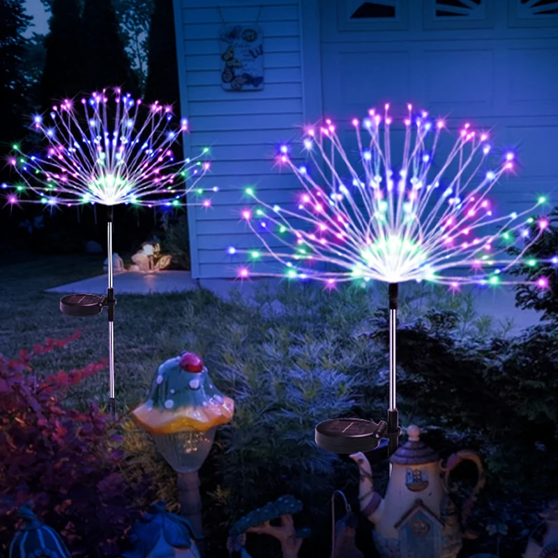 Lumières solaires extérieures, 150 lumières solaires de feux d'artifice à  led, lumières de jardin solaires, lumières de feu d'artifice solaires  solaires de bricolage Décoration imperméable à l'eau pour allée de mariage  de