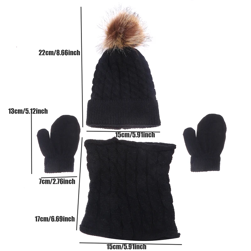 Child Winter Hat Scarf Gloves Set 3 Piece Sets