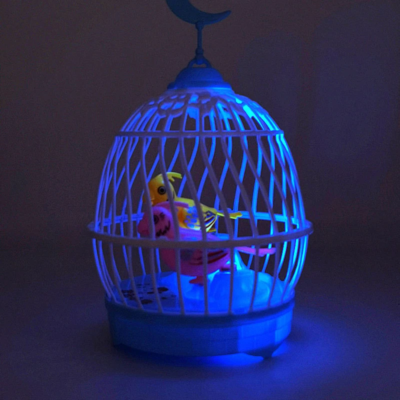 New Simulation Sound Control Bird Cage Fun Electric Sensor With Light Mini Bird Cage Creative Singing Birds Chirping Kids Toys 3