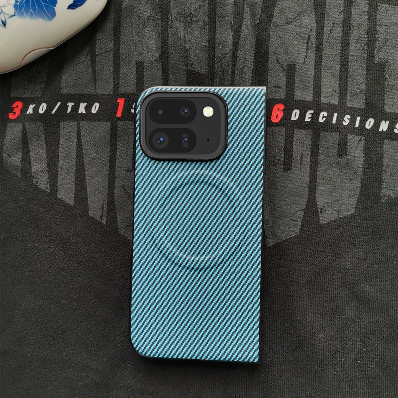 Magnetic Leather Carbon Fiber Texture Phone Case with Mag-Safe Wireless Charging Capability
