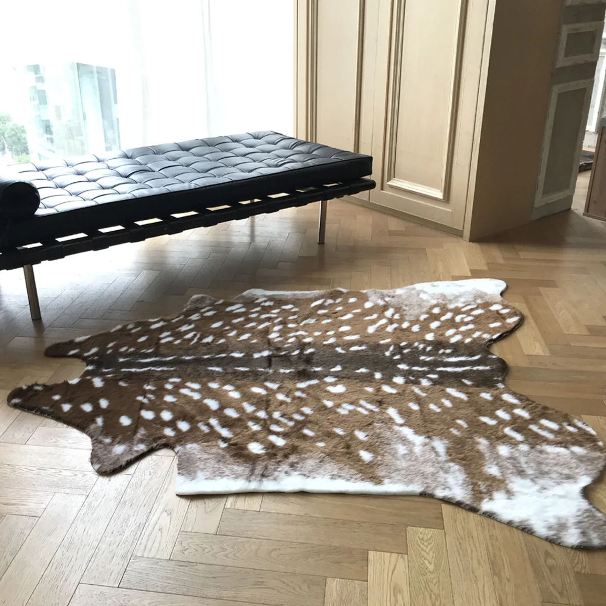 Sika Deer Faux Leather Rugs Imitation Animal Skin Natural Leather Carpets Floor Mat Carpet Home Decor 110x90cm 190x150cm floor mat shaggy rugs
