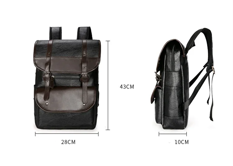 16.5inch Laptop Backpack Men Leather Bagpack Large Books Backpacks Male Mochilas Retro Schoolbag For Teenagers Boys Patchwork