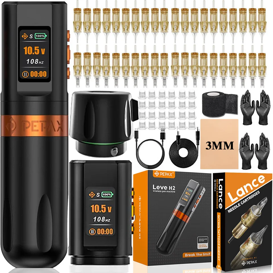 PEPAX Leve H2 Wireless Tattoo Machine Pen Kit with Extra