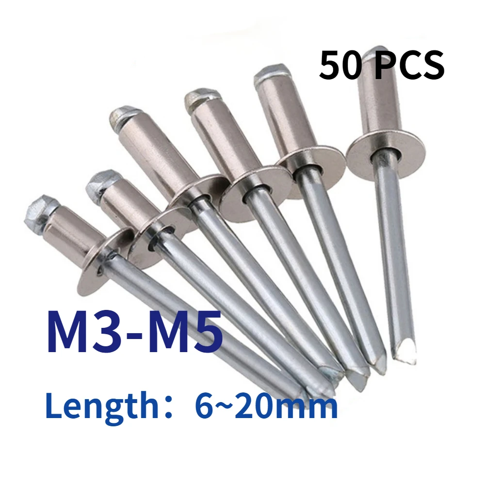 50PCS M3 M4 M5 304 Stainless Steel Blind Rivet Countersunk Head Pull