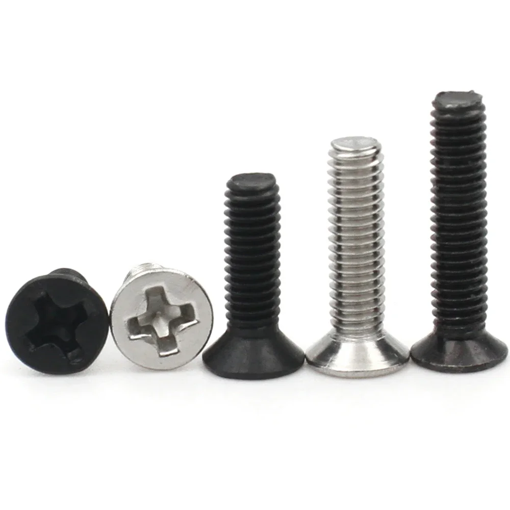 M1.2 M1.4 M1.6 M2 M2.5 M3 M3.5 M4 8.8 Carbon Steel 304 Stainless steel Cross Phillips Flat Countersunk Head Screw Bolt 50pcs phillips flat screw cross phillips screw stainless steel screw phillips head screw