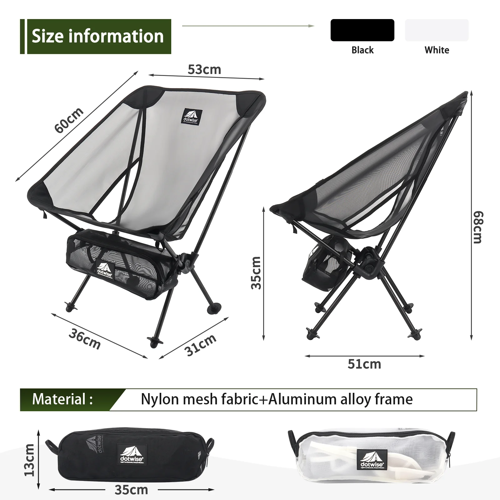 Breathable Chair Moon Chair Outdoor Camping Fishing Mesh 7075 Aluminum Alloy