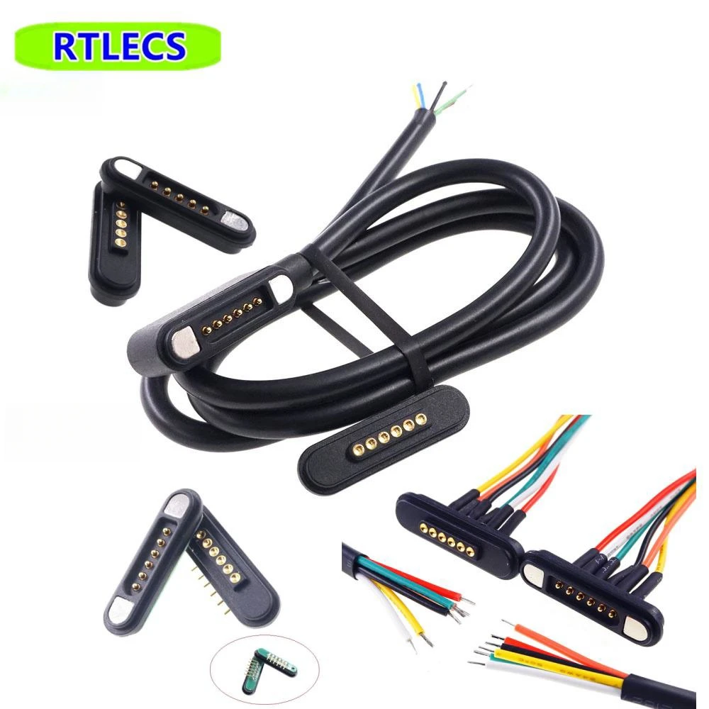 1 Paio 2A Connettore Magnetico Pogo Pin 6 Posizioni Fili Passo 2.2 Mm Caricato A Molla Pogo Pin Maschio Femmina Striscia Di Contatto