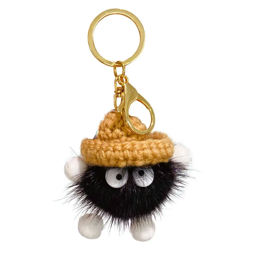 Small Briquettes Mink Fur Kids Boys Plush Car Key Accessories Doll Key Chains Korean Style Key Ring Bag Pendant Decoration