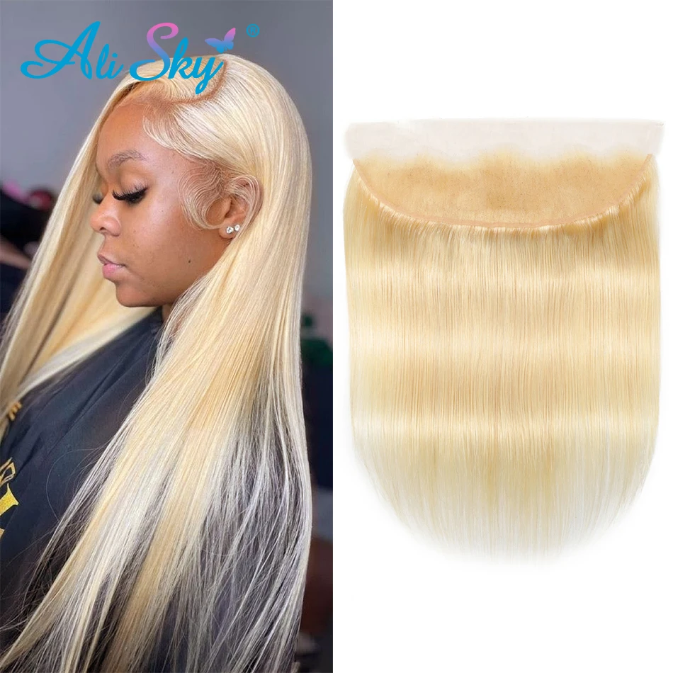 

HD Lace Frontal Silk Straight 13x4 Lace Frontal 613 Brazilian Hair Lace Closure 4x4 Honey Blonde Preplucked 100% Remy Hair Sky