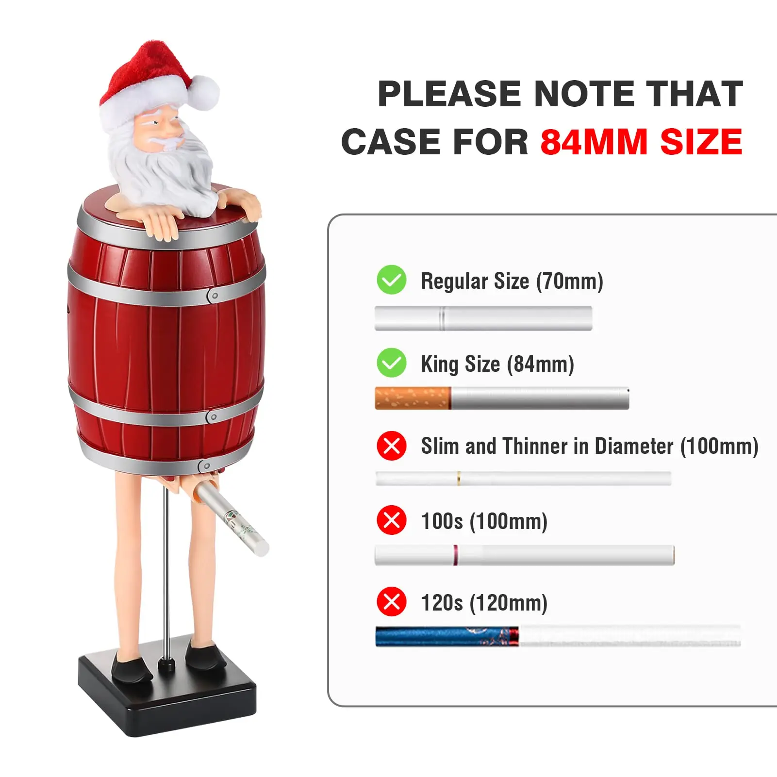Funny Cigarette Dispense Santa Claus Figurine Statue Cigarette Holder Case for Christmas Party Home Decor for King Size