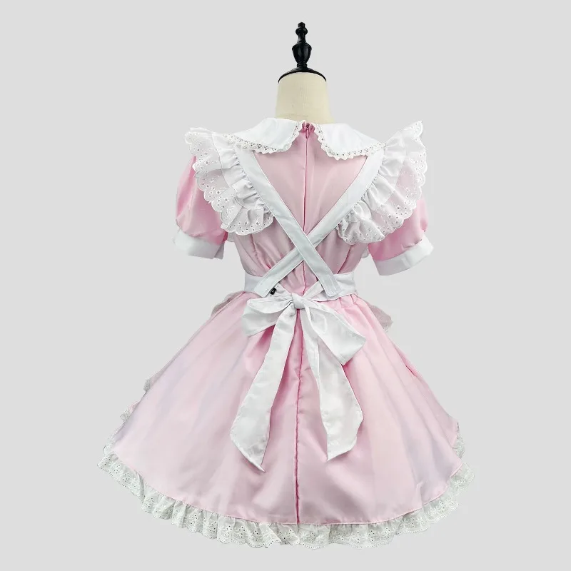 Mädchen Damen Cute Cosplay Lolita Maid Kleid mit Headband S-5XL, Schwarz/Pink/Blau/Lila/Gelb/Grün 35