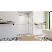 56-60 in W X 70 3/8 in. H Semi-Frameless Sliding Shower Door in Brushed Nickel and Clear Glass with 5mm Glass 2