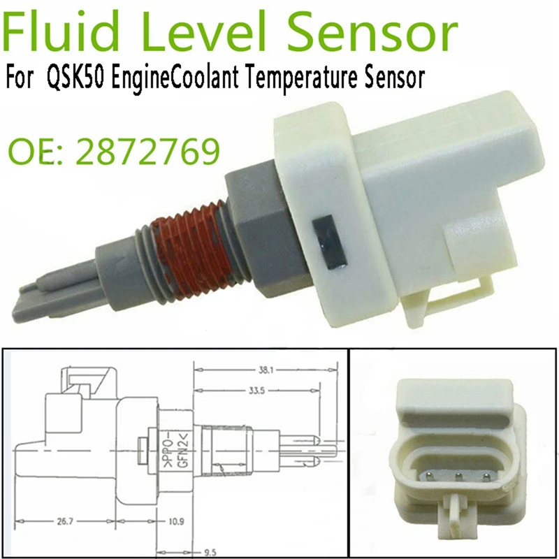 

Coolant Fluid Level Sensor 2872769 2872768 4928568 For Cummins QSK50 Engine Coolant Temperature Sensor