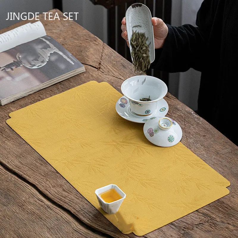 Chinese Exquisite Tea Mat Waterproof Cloth Cushion Tea Table Tablecloth Tray Decoration Tea Towel Zen Cloth Art Tea Accessories