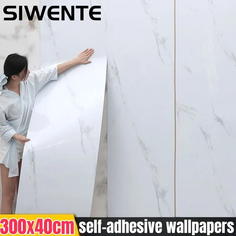 รูปแบบหินอ่อนวอลเปเปอร์ติดด้วยตนเองตกแต่งบ้านห้องครัวห้องน้ําพีวีซีกันน้ําอลูมิเนียม-พลาสติกแผงสติ๊กเกอร์ติดผนัง 1