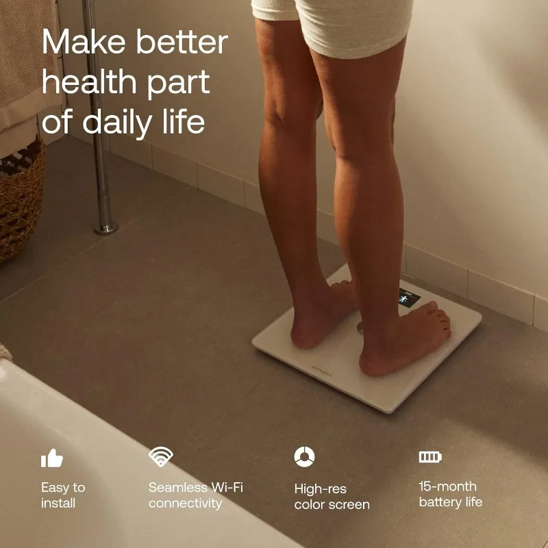WITHINGS Body Smart-Accurate Scale for Body Weight and Fat Percentage, Composition Wi-Fi and Bluetooth Weight Scale,Baby