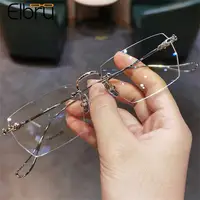Elbru 0+1+1.5+2+2.5+3+3.5+4 Rimless Reading Glasses Women Men Anti Blue Light Luxury Presbyopia Eyeglasses Frameless Eyewear 1