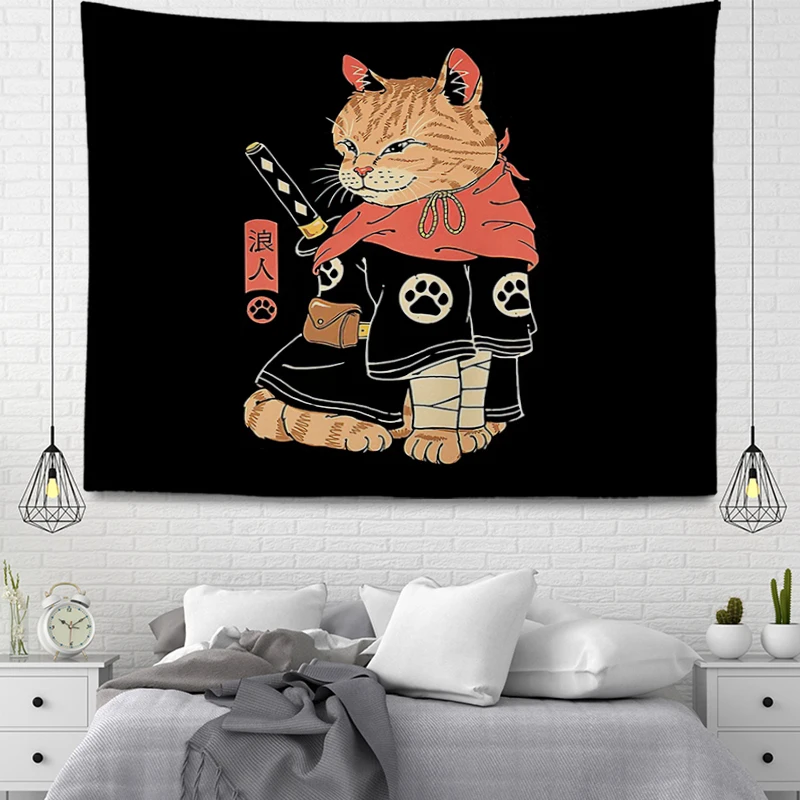Wall decoration tapestry aesthetic cartoon decor accessories wall hanging black funny large fabric wall home autumn decor