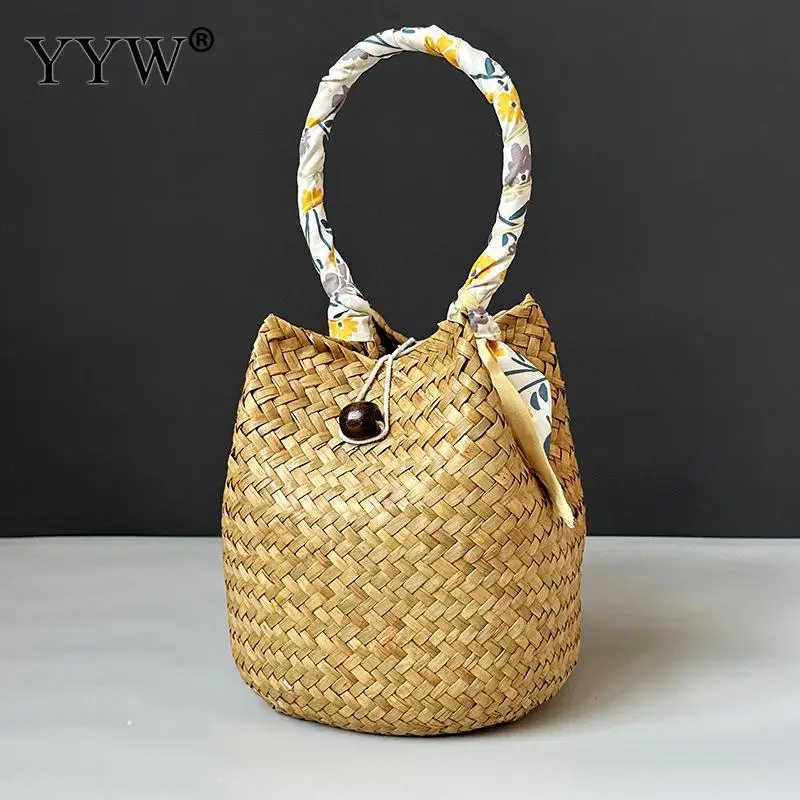 

Women's 2023 New Fashion Beach Bags Women Totes Bags Straw Bag Straw Bucket Bags Lady Travel Purses Handbags Sac En Paille Femme