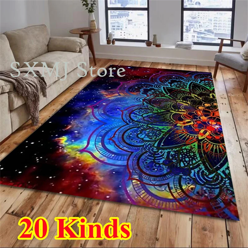 Mandala Carpet Area Rug Colorful Floral Flower Print Hallway Step Mat Doormat Bathmat for Bedroom Living Room Home Decoration