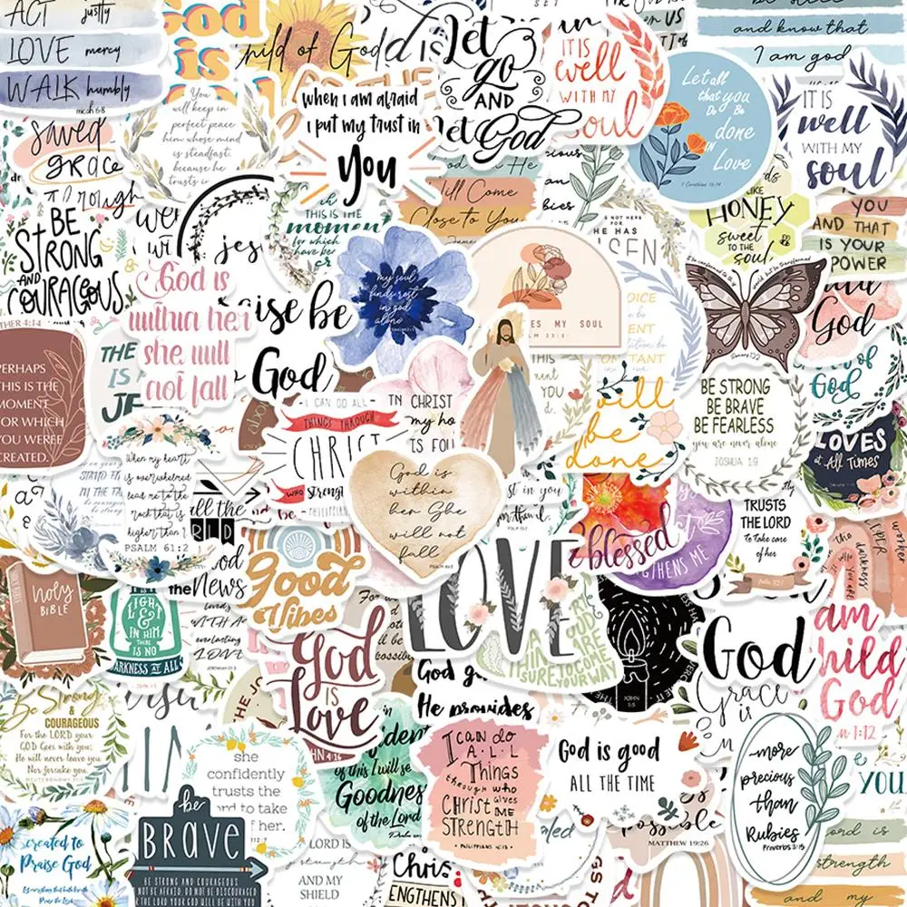 1050100pcsAestheticJesusPhraseStickersReligiousBibleVerse