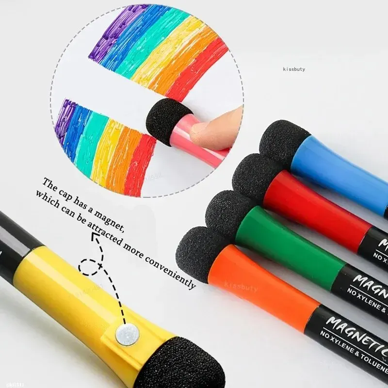 12 Colors Band Magnetic Whiteboard Marker Erasable Water-Based Drawing Pen