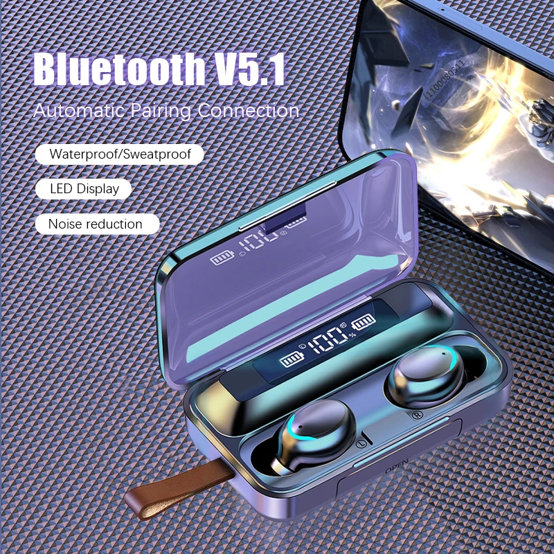 TWS Bluetooth 5.1 Earphones 3000mAh Charging Box Wireless Headphone 9D Stereo Sports Waterproof Earbuds Headsets With Microphone