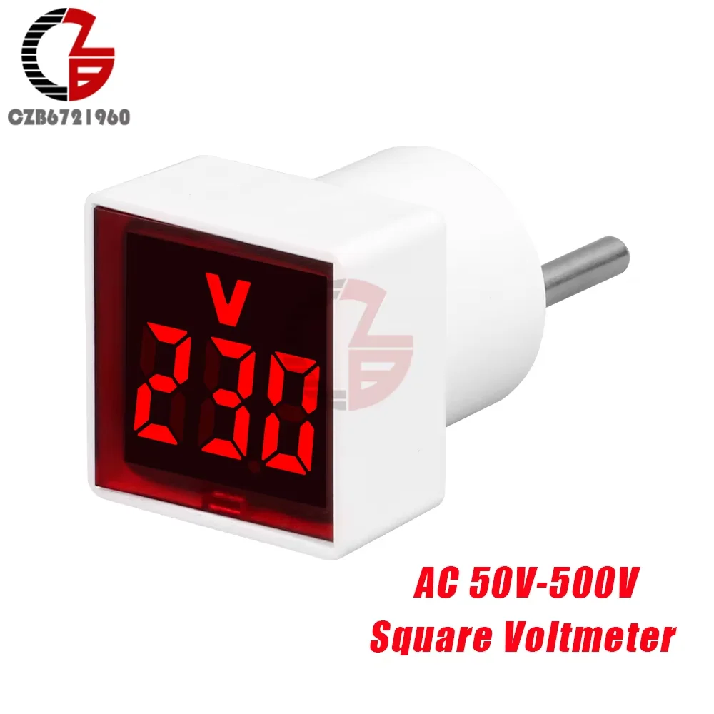 Digital LED Voltmeter with EU Plug for AC Voltage Measurement
