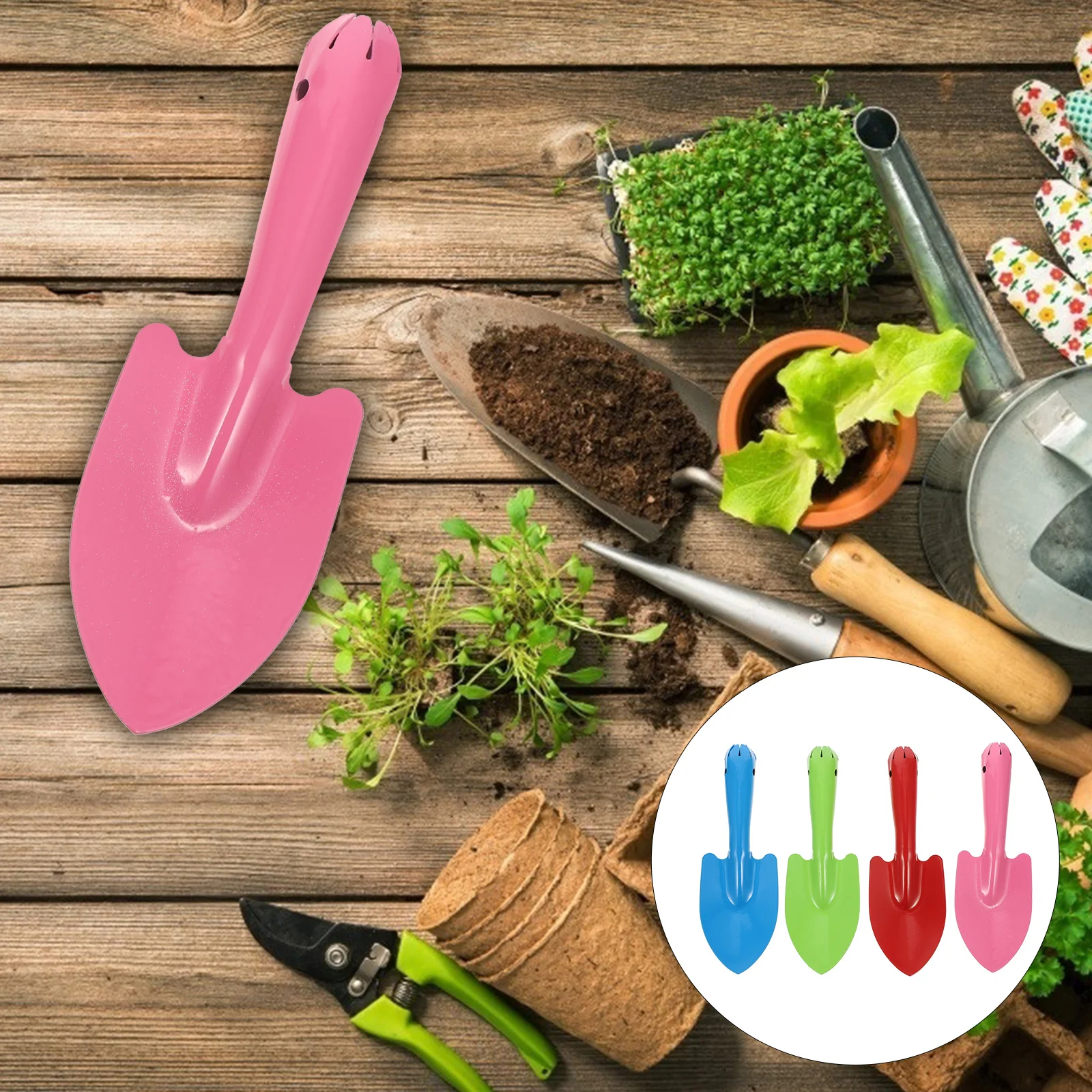4 Pcs Garden Shovels Ergonomic Handle Mini Digging Tools Red Green Transplanting Flowers Vegetables Seedlings Soil