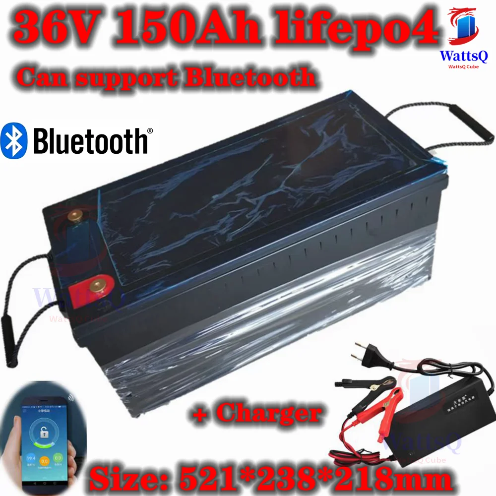 

lifepo4 36V 150AH lithium battery Bluetooth BMS APP for5000w 2000W tricycle UPS vehicle scooter boat camping + 10A Charger
