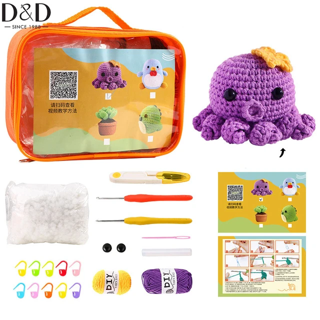 LMDZ Crochet Kit for Beginners Kniting Starter Kit for Adults with Yarn  Crochet Stuffing Crochet Keychain and Video Tutorials - AliExpress