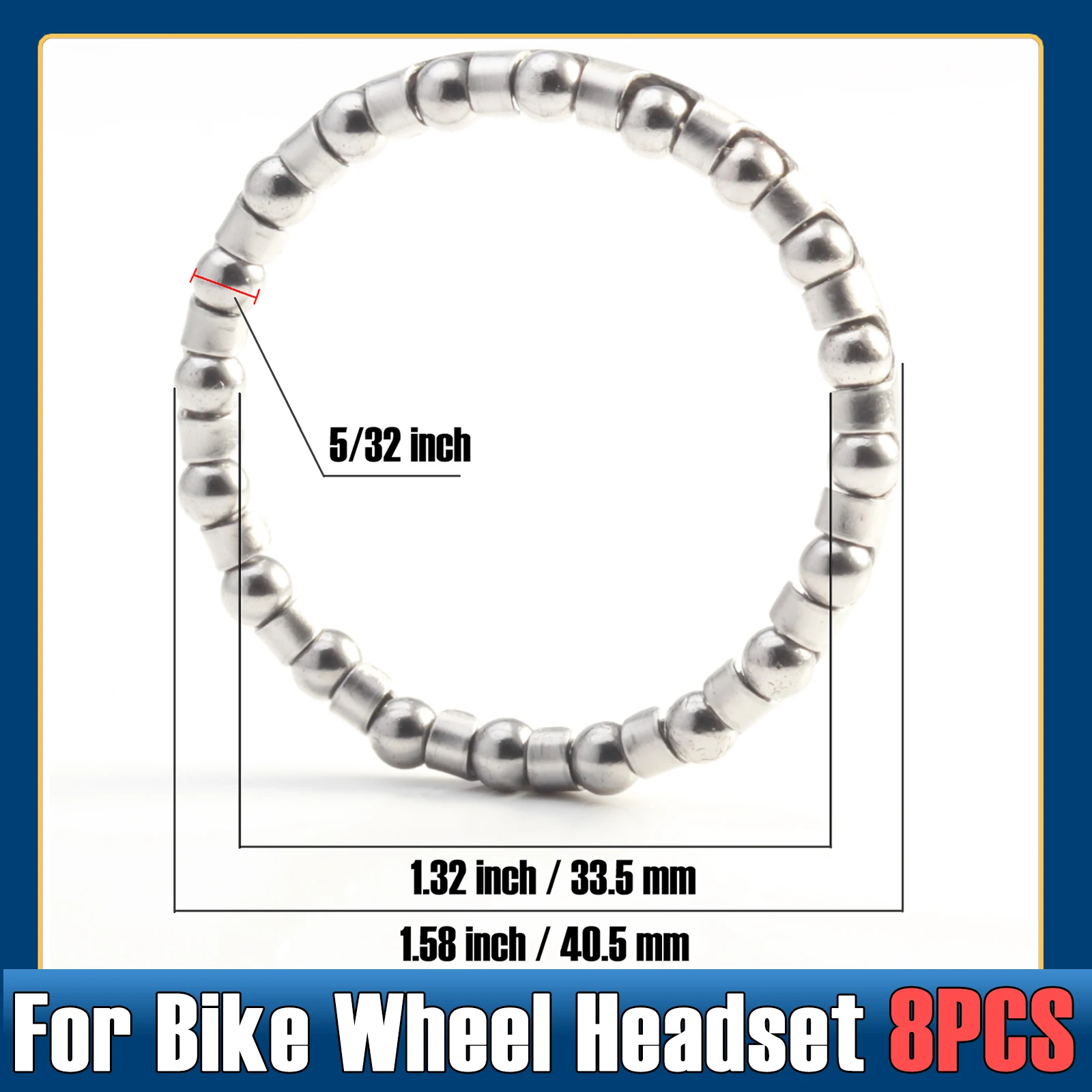 Caged Ball Bearings OD 40mm ( 8 PCS) Rear Bike Wheel Hub Headset Crankshaft Pivot Retainer Steel Oversize 20 Balls Bearing 40 mm