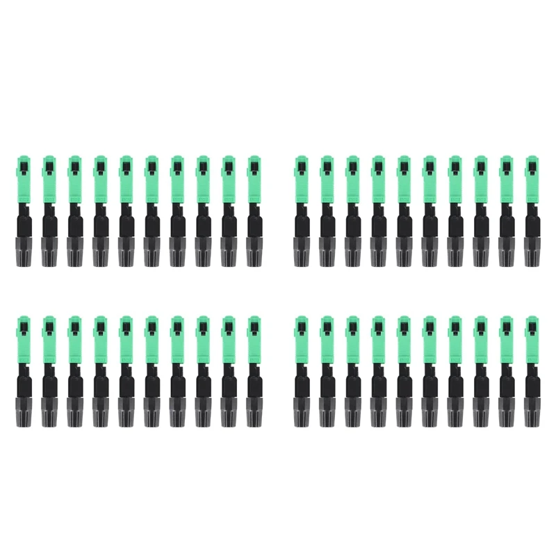 

40Pcs Sc/Apc Fiber Optic Connector Embedded Single Mode Component Fiber Optic Quick Connector-Black + Green