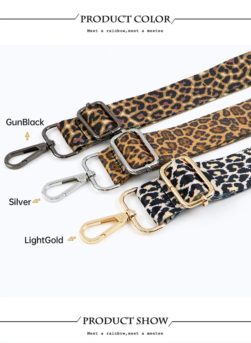 Deepeel 38mm Women's Leopard Bag Straps Crossbody Handbag Shoulder Belts 80-130cm Adjustable Wallet Tape Replacement Accessories