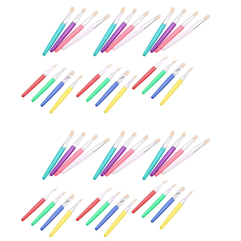 

Toddler Paint Brushes 48 Pack, Hog Bristle Round And Flat Preschool Paint Brushes For Washable Paint Acrylic Paint