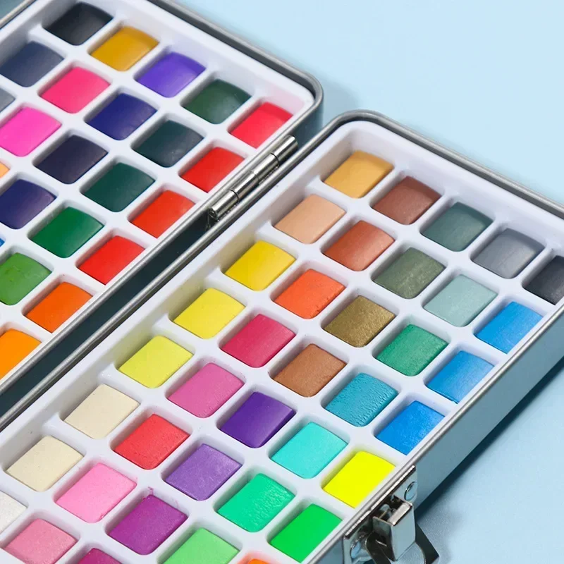 Watercolor Painting Set Watercolor Paint Watercolor Pigment 50/72/90/100 Colors Solid Watercolor Paint Set Metallic Pearlescent Art Paint For DIY Design Painting School Art Supplies Gifts
