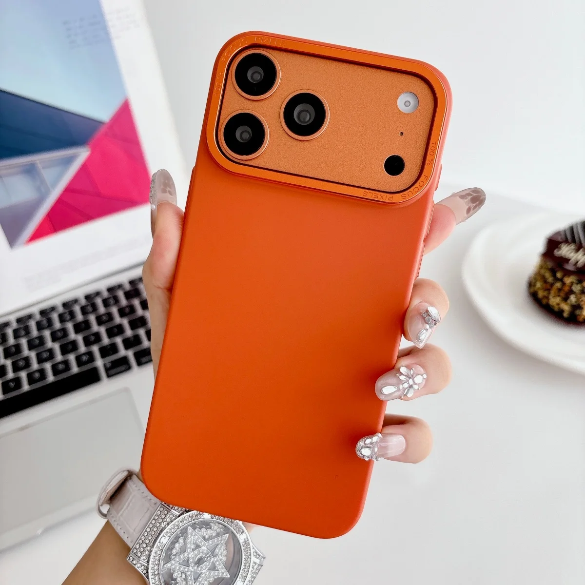 Luxury Frosted Skin Solid Color Phone Case with Metal Frame and Non-Slip Grip