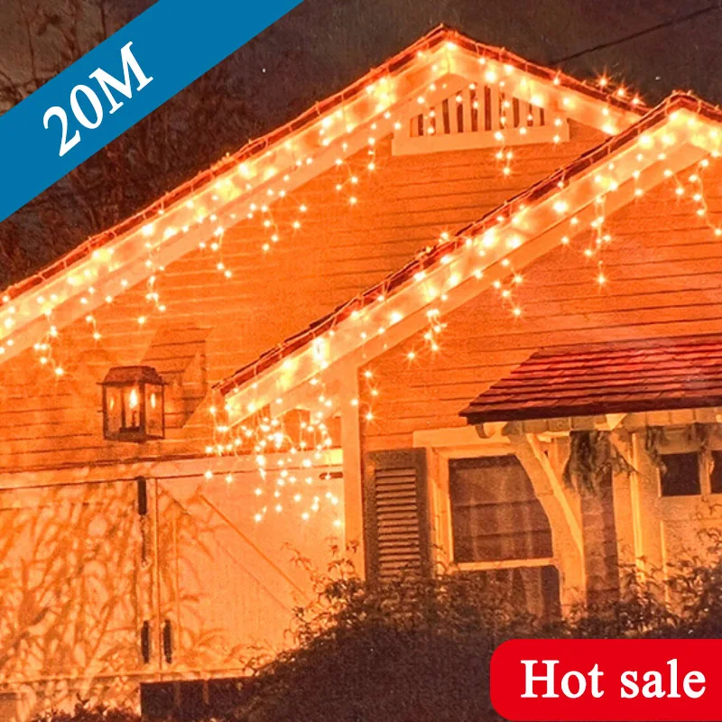 

Christmas Party Curtain Icicle LED String Lights Droop 0.6-0.8M Decoration for Home Outdoor Garland Street The House Decor