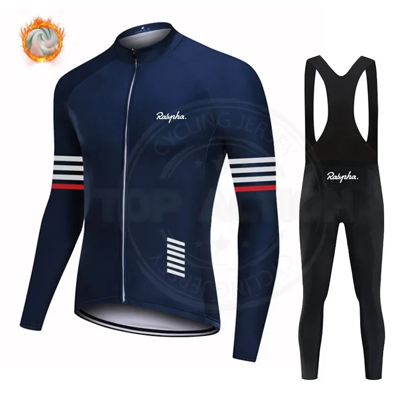 

Raphaful Winter Thermal Fleece Cycling Clothing Set Mens Long Sleeves Jersey Road Bike Uniform MTB Bib Pants Ropa Ciclismo
