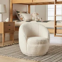 Better Homes & Gardens Mira Kids Swivel Chair, Cream Faux Shearling 1