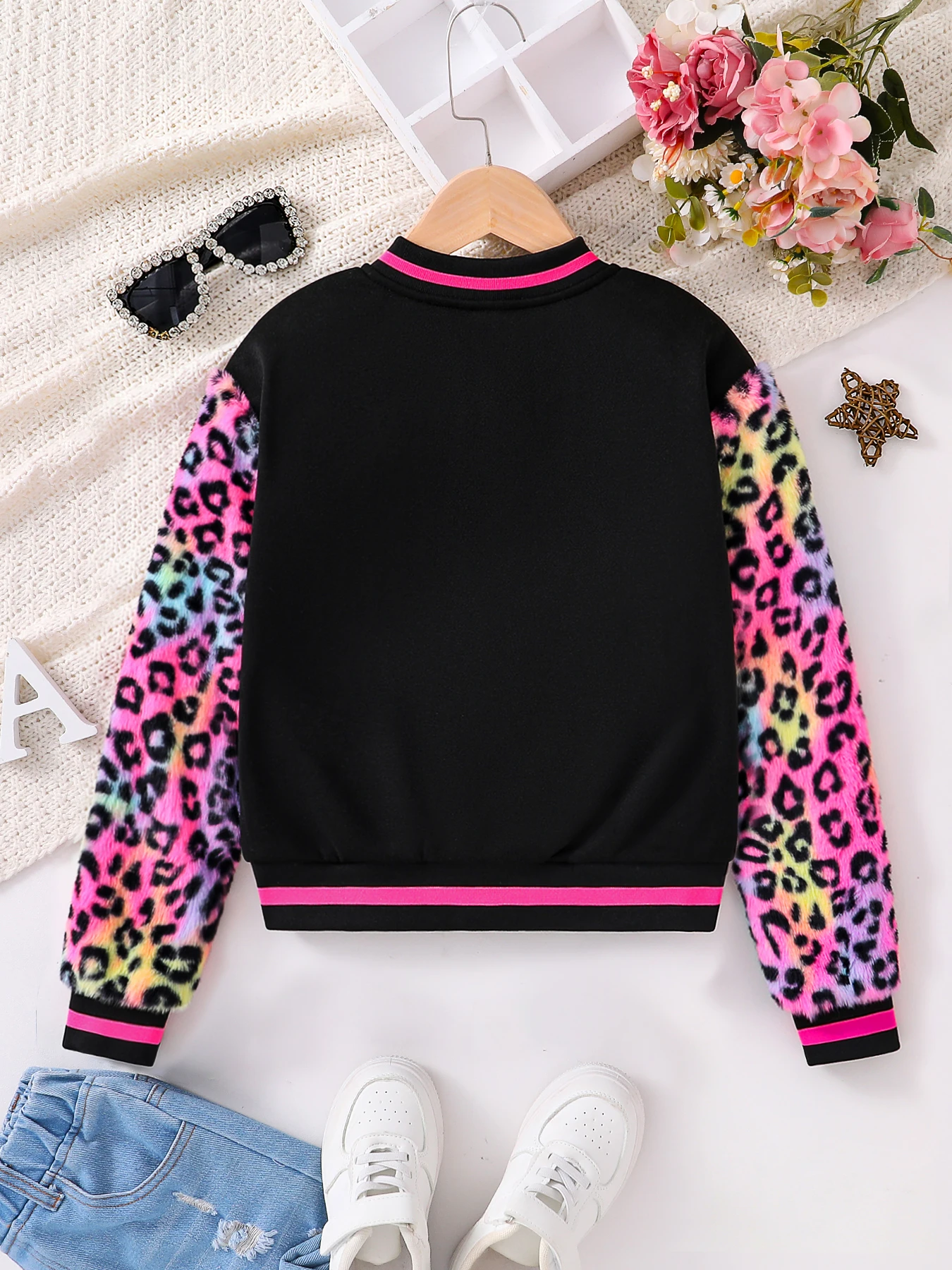 Kids Jackets Girls Autumn Baseball Jacket Long Sleeved