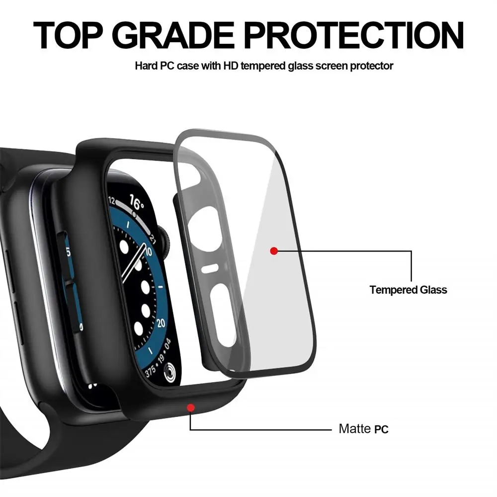 dreigen Overtuiging natuurlijk Glass+Cover For Apple Watch case 45mm 41mm 44mm 40mm 42mm 38mm iWatch 8 3 6  SE Screen Protector Apple watch series 7 Accessories|Watch Cases| -  AliExpress