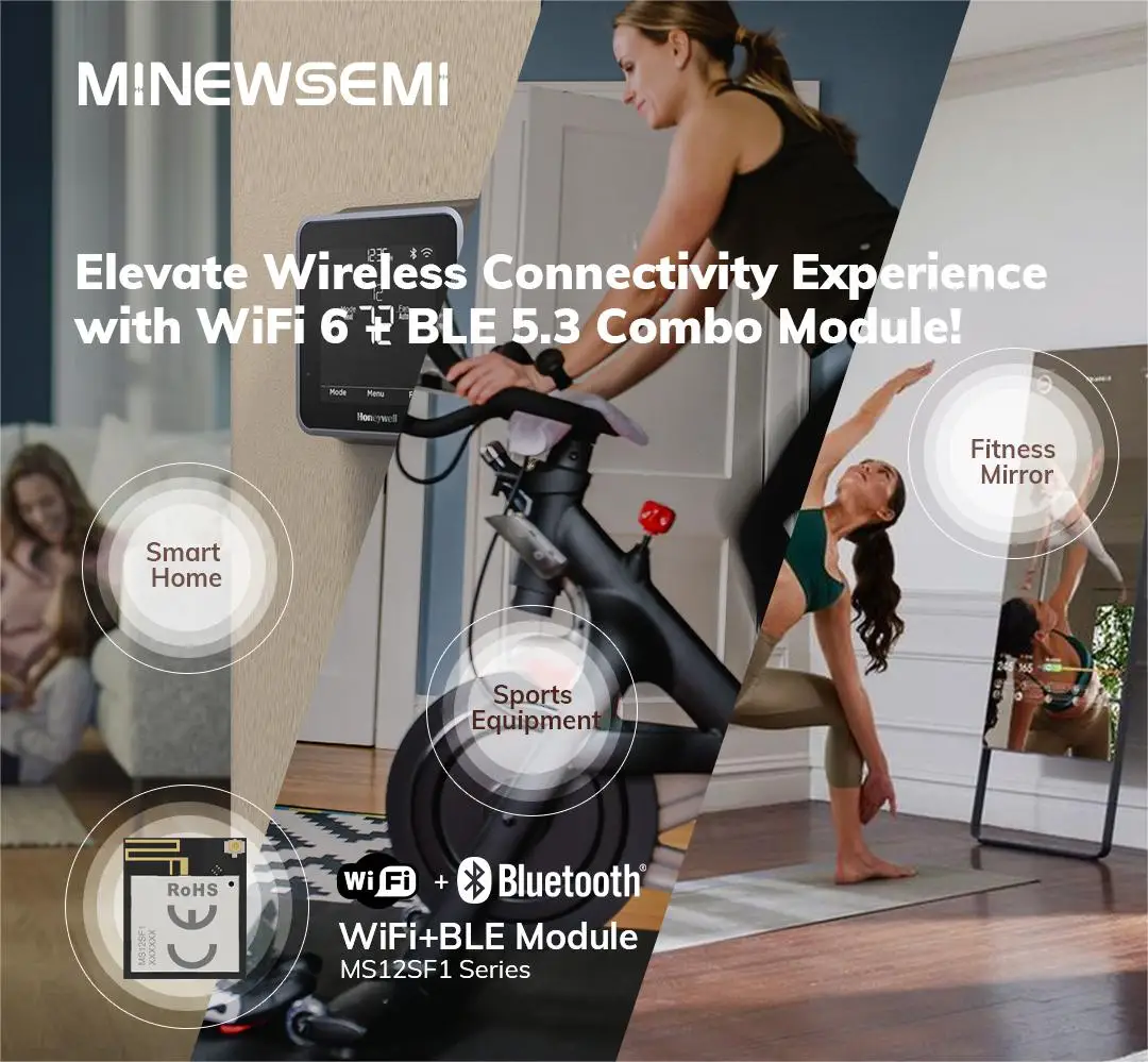 두 무선 연결 모드 모듈, nRF7002 + nRF5340 WiFi 6 + BLE 5.3 콤보 모듈, MS12SF1 2.4G 및 5G