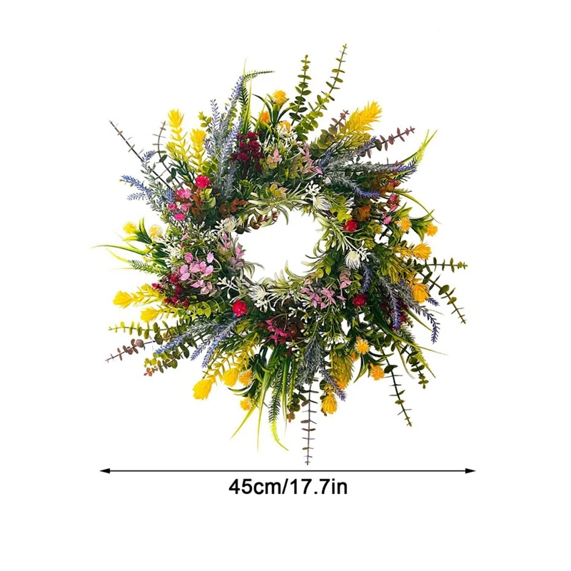 1 PCS Weatherproof Greenery All Seasons Round Wreaths 18In Outside Welcome Summer Flowers