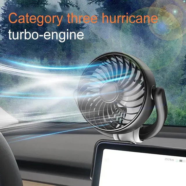 Adjustable Airflow Car Fan Summer Cooling Picnic Comfort 360-degree Rotation Low Power Consumption 150 Cm Cable Length 2
