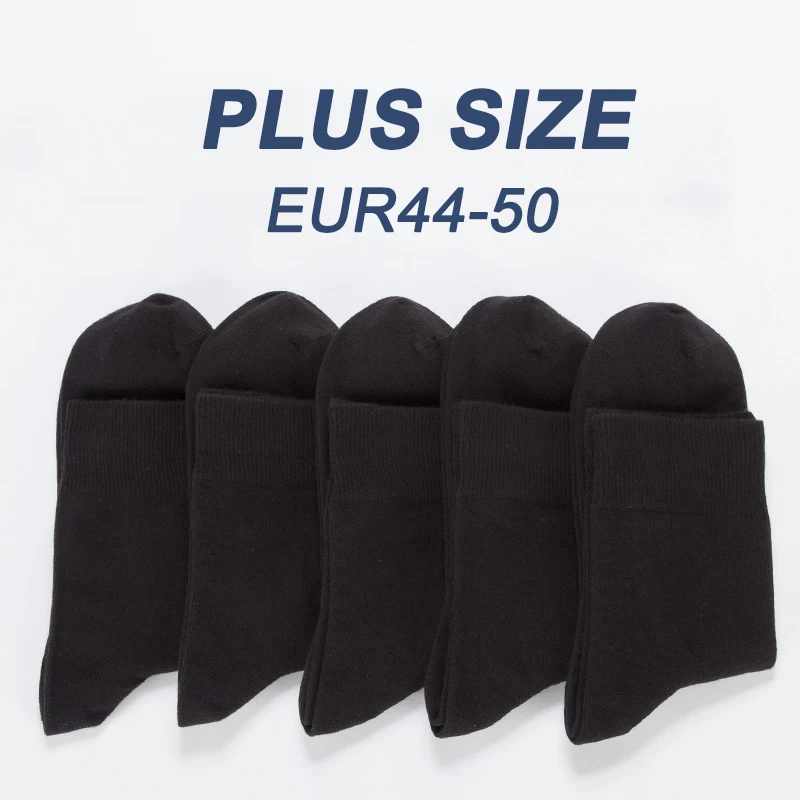 5 Pairs/Lot Men's Cotton Socks New Styles Black Business Men Socks Soft Breathable Autumn Spring for Male White Big Size EU44-50