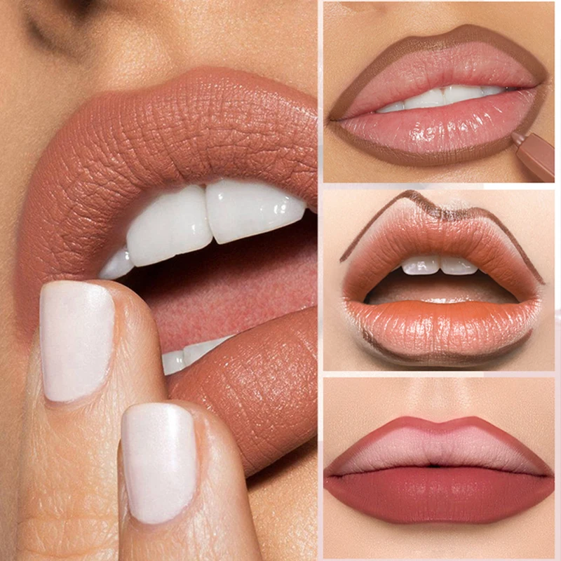 Matte Nude Brown Lip Liner Pencil Red Natural Outline Lip Tint Lipstick Crayon Pen Waterproof Lasting Lip Contouring Cosmetics 4