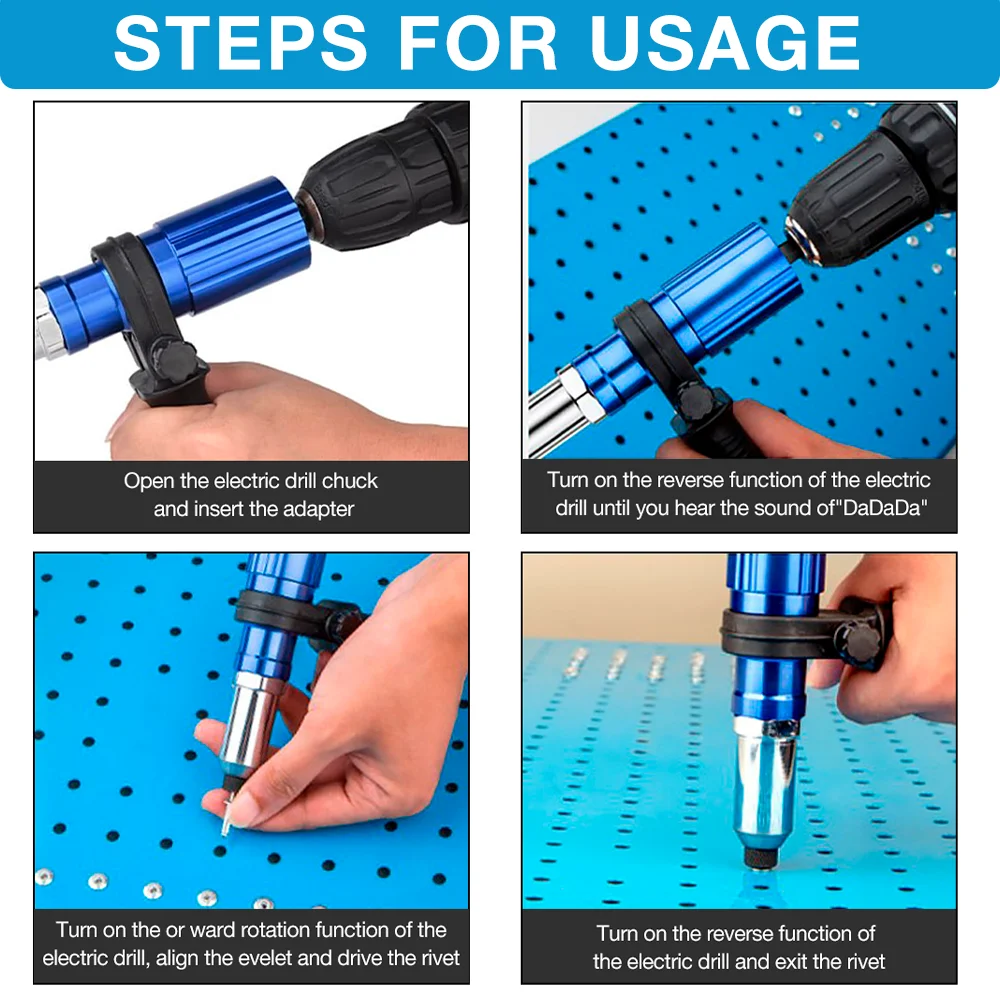 Riveting Machine Electric Rivet Gun Adapter 2.4mm-3.2mm-4.0mm-4.8mm Riveting Tools Home Machine For Electric Drills