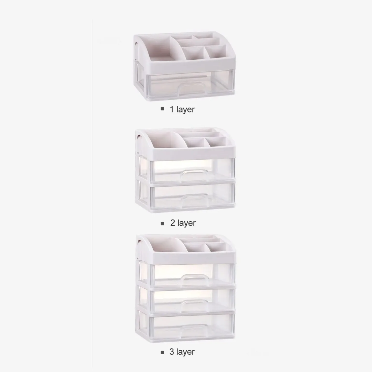 Desktop Storage Boxes With Draws for Vanity Skincare Cosmetics Organizer for Makeup Eyeshadow Brushes Lipstick Dresser Bathroom 5