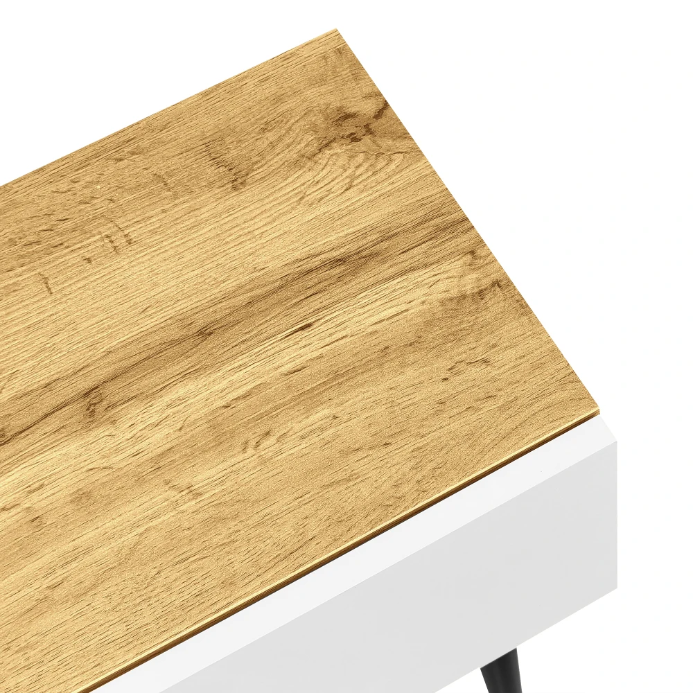 PINGGO Modernes TV-Möbel 2-teiliges Set Verstellbare Länge Holzoptik Weiß Matt Finish Schwarze Metallbeine Multifunktionale Aufbewahrung – Detail 17
